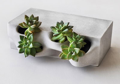 0530-emerging-objects-planterbrick This example of Emerging Objects’ 3D printed concrete Planter Bricks is 8 inches wide, 2¾ inches high and 4 inches deep. Credit: Emerging Objects